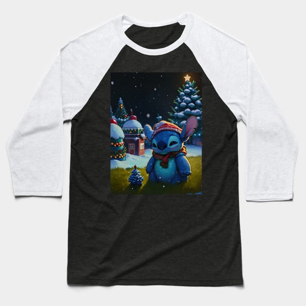 Stitch christmas eve Baseball T-Shirt by cloudart2868